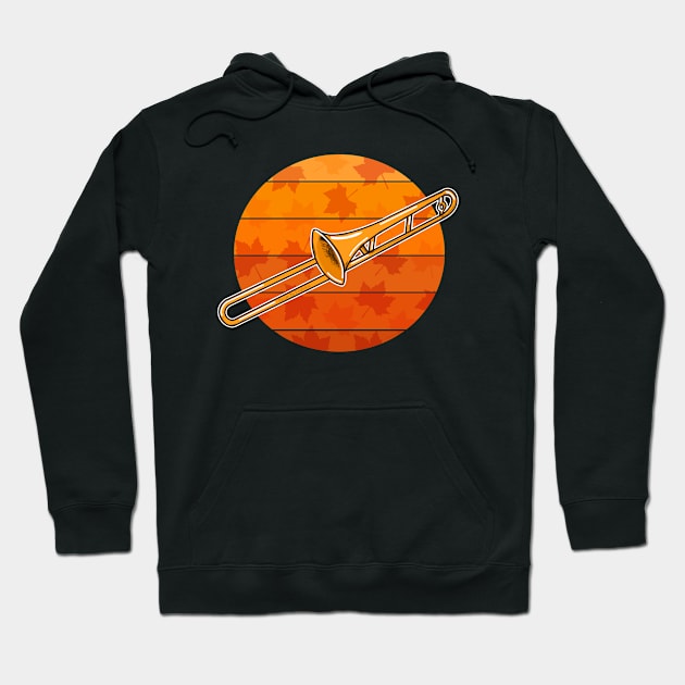 Fall Trombone Trombonist Brass Musician Autumn Hoodie by doodlerob